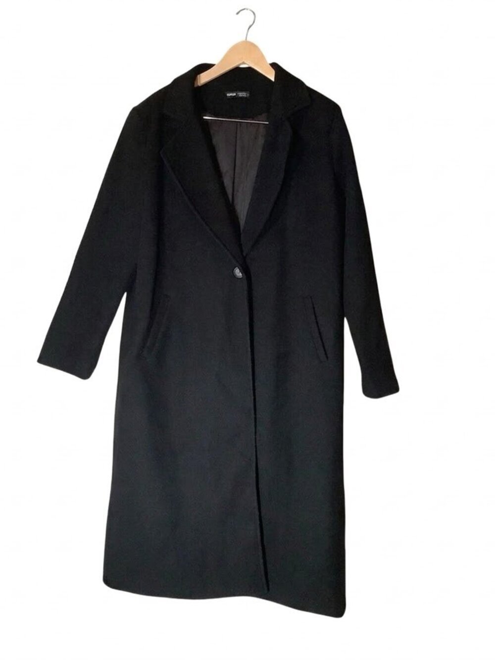 SHEIN Classic Black Longline Overcoat Sleek Minimalist Winter Trench XL